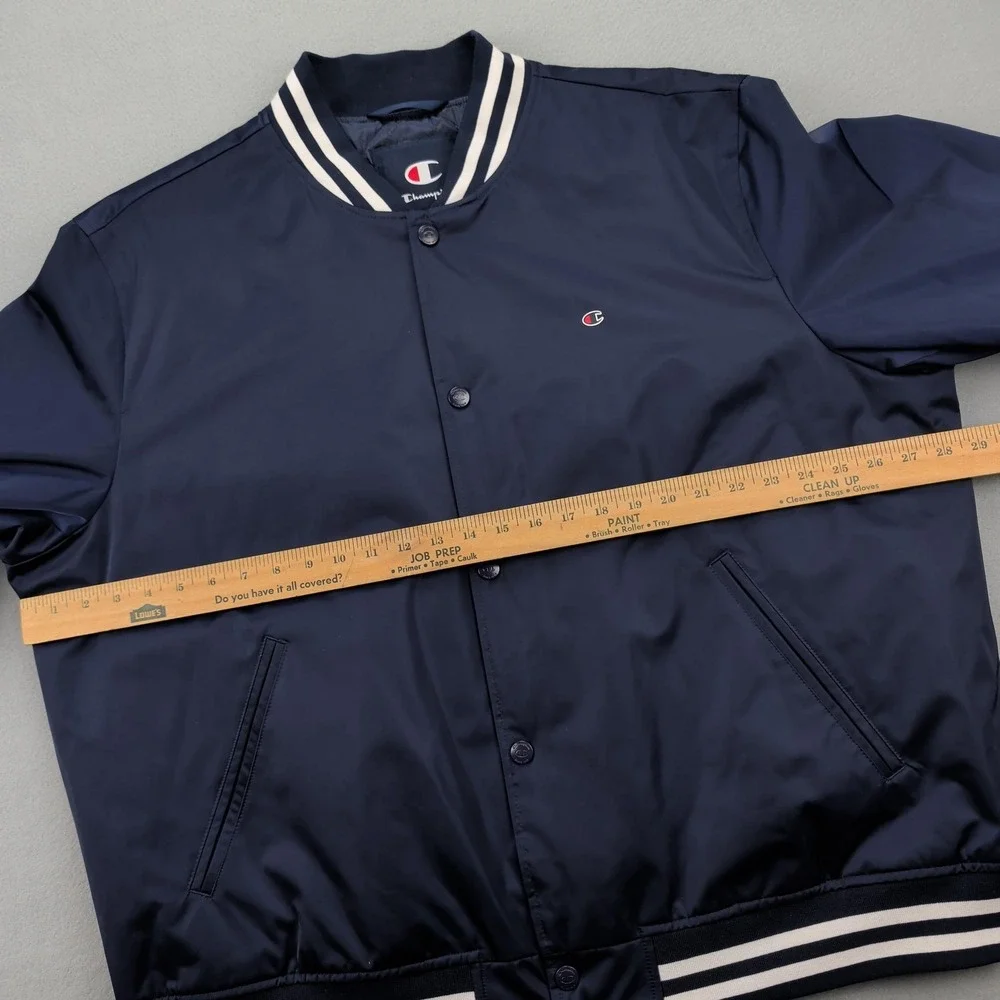 Champion Jacket Mens 2XL Navy‎ Varsity Water Resistant Quilted Lined Bomber
